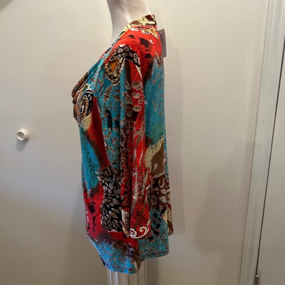 Caribe Knit Paisley Print Top medium colorful geometric beach - Picture 3 of 6